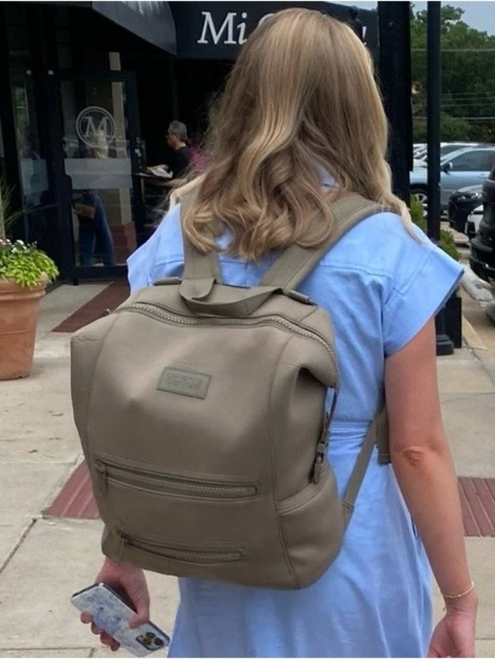 Dagne Dover Taupe Backpack with Front Zip Pockets